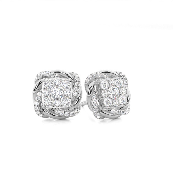 Micro Prong Setting Diamond Cluster Earrings