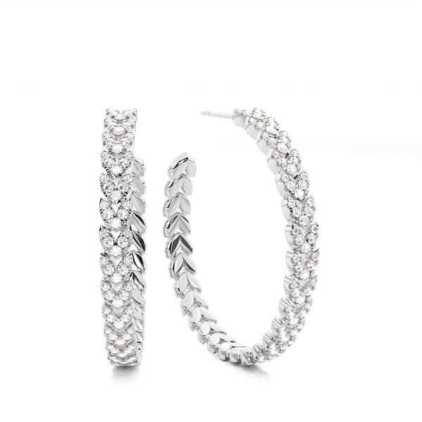 Split Prong Setting Diamond Hoop Earrings