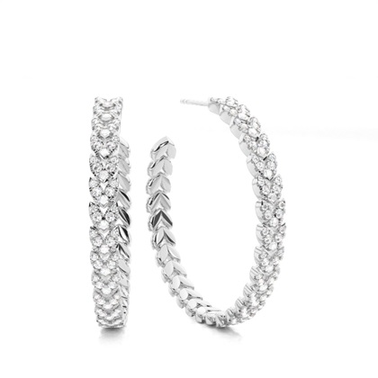 Split Prong Setting Diamond Hoop Earrings