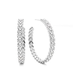 Split Prong Setting Diamond Hoop Earrings