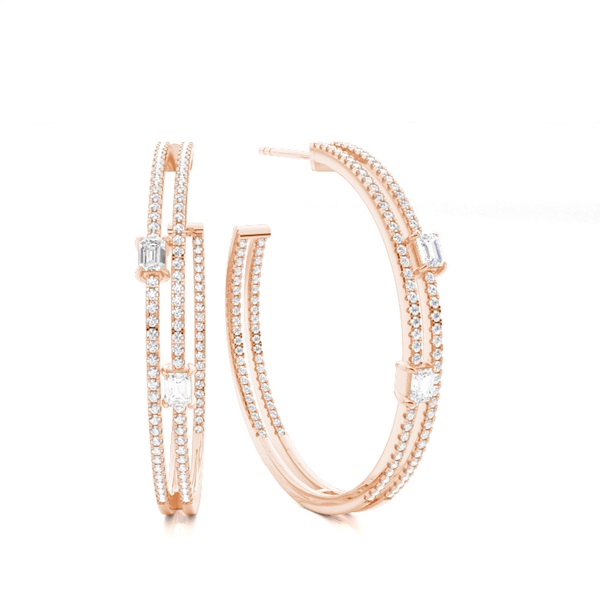Split Prong Setting Diamond Hoop Earrings