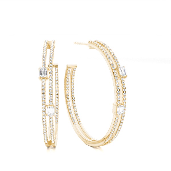 Split Prong Setting Diamond Hoop Earrings