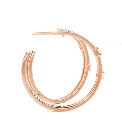 Split Prong Setting Diamond Hoop Earrings
