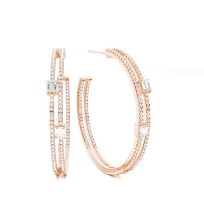Split Prong Setting Diamond Hoop Earrings