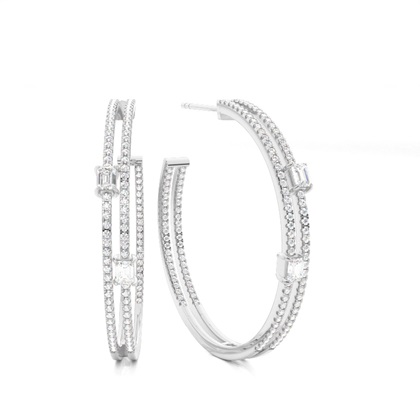 Split Prong Setting Diamond Hoop Earrings