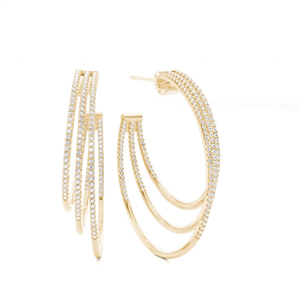 Split Prong Setting Diamond Hoop Earrings