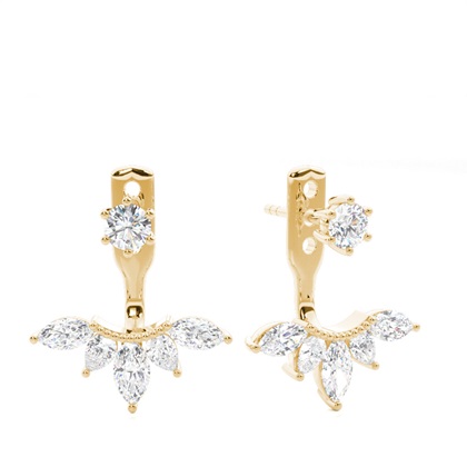 Yellow Gold Ear Jackets & Climbers Diamond Earrings