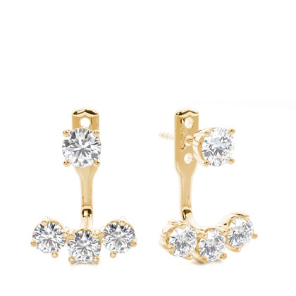 Yellow Gold Ear Jackets & Climbers Diamond Earrings