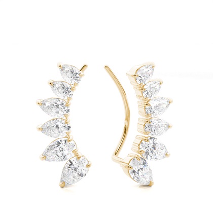 Yellow Gold Ear Jackets & Climbers Diamond Earrings