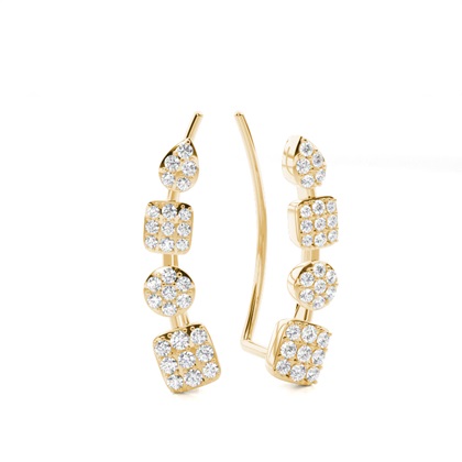 Yellow Gold Ear Jackets & Climbers Diamond Earrings