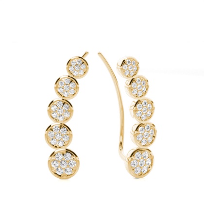 Yellow Gold Ear Jackets & Climbers Diamond Earrings