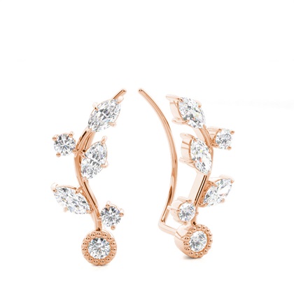 Rose Gold Ear Jackets & Climbers Diamond Earrings