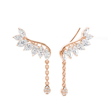 Rose Gold Ear Jackets & Climbers Diamond Earrings