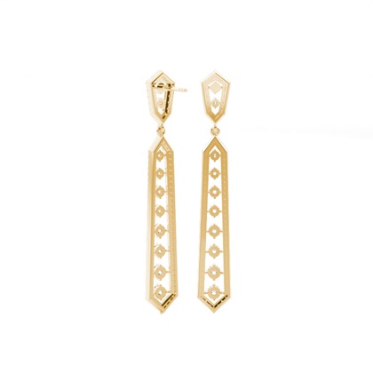 Aretes De Diseñador Con Diamantes Redondos Engarzados En Punta