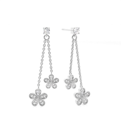 Prong Setting Round Diamond Designer Earrings