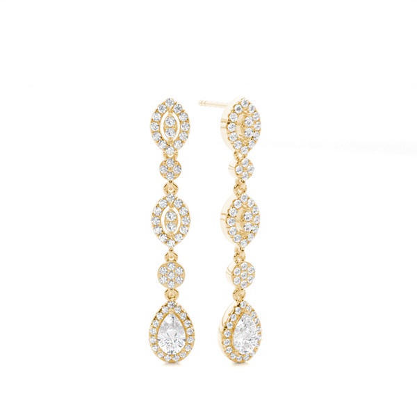 Prong Setting Pear Diamond Designer Earrings