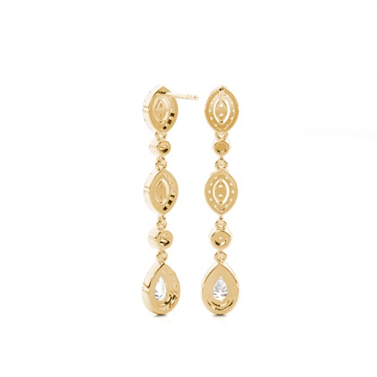 Aretes De Diseñador De Diamantes De Pera Con Montura De Punta