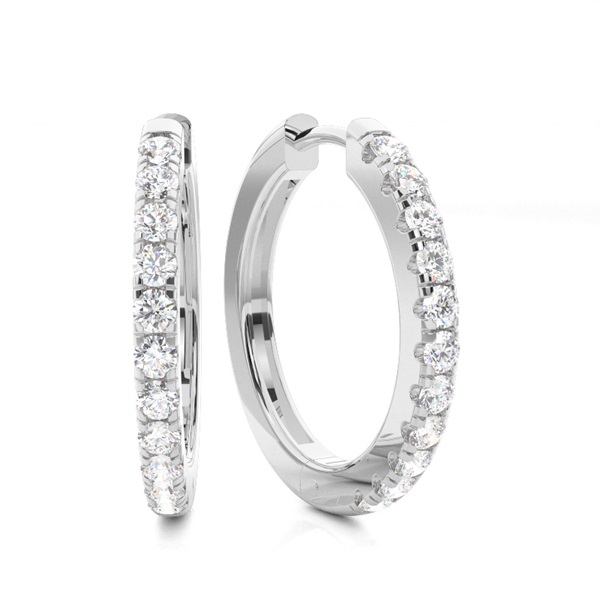 Split Prong Setting Diamond Hoop Earrings