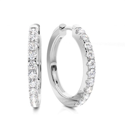 White Gold Hoop Diamond Earrings