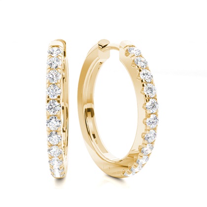 Yellow Gold Hoop Diamond Earrings