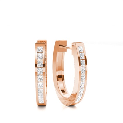 Split Prong Setting Diamond Hoop Earrings