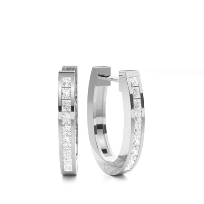 Split Prong Setting Diamond Hoop Earrings