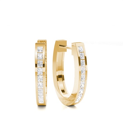 Split Prong Setting Diamond Hoop Earrings