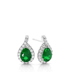 Prong Setting Pear Halo Earrings