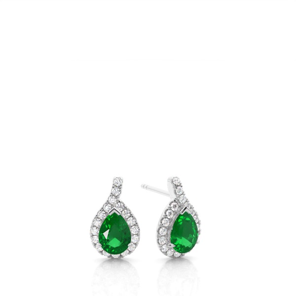 Prong Setting Pear Halo Earrings