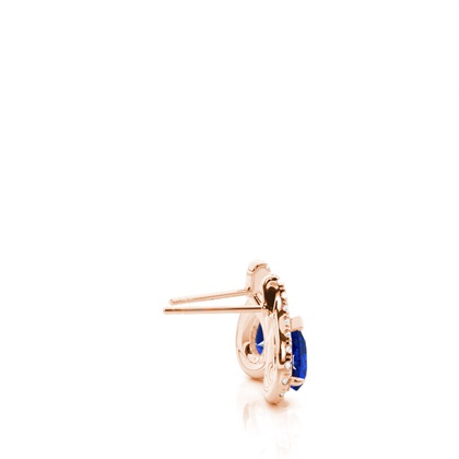 Prong Setting Pear Blue Sapphire Halo Earrings