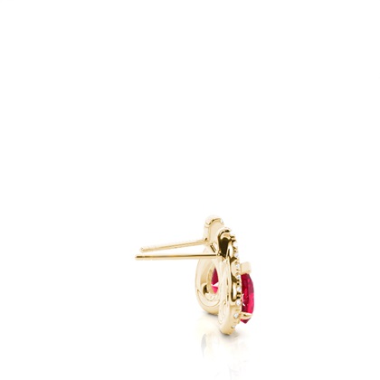 Prong Setting Pear Ruby Halo Earrings
