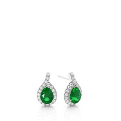 Prong Setting Pear Halo Earrings