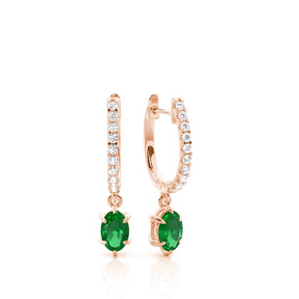 Rose Gold Emerald Diamond Earrings Diamond