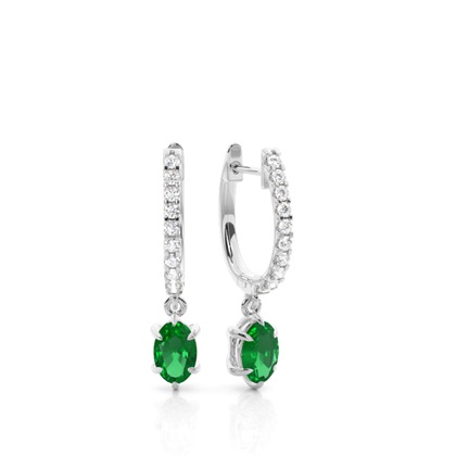 Oval Emerald Earrings Diamond