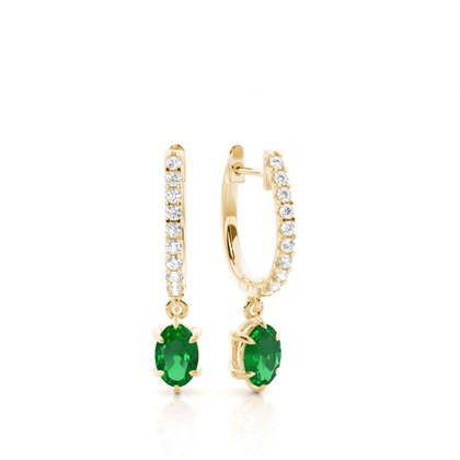 Yellow Gold Emerald Earrings Diamond