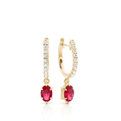 Yellow Gold Ruby Earrings Diamond