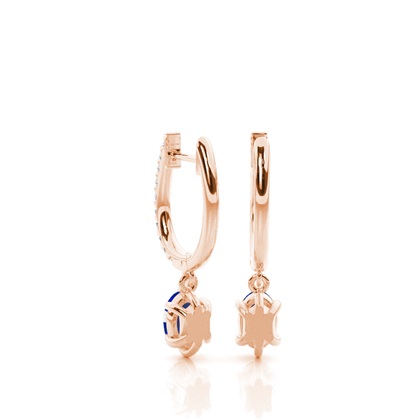 Prong Setting Oval Blue Sapphire Hoop Earrings