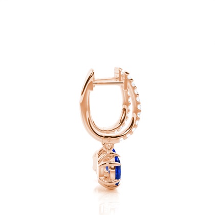 Prong Setting Oval Blue Sapphire Hoop Earrings