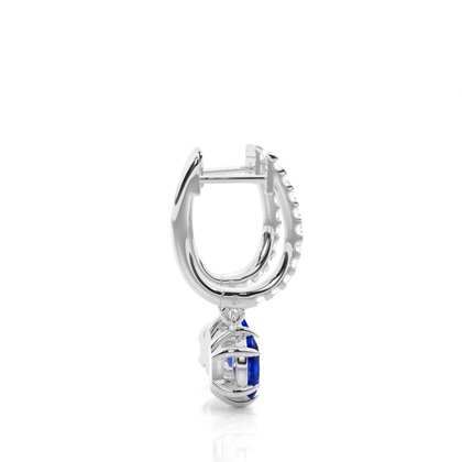 Prong Setting Oval Blue Sapphire Hoop Earrings