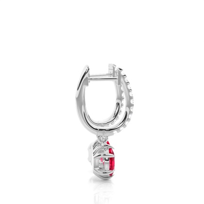 Prong Setting Oval Ruby Hoop Earrings