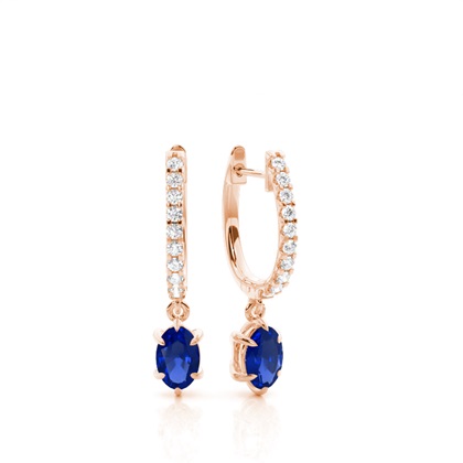 Prong Setting Oval Blue Sapphire Hoop Earrings