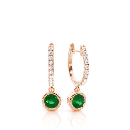 Rose Gold Emerald Diamond Earrings Diamond
