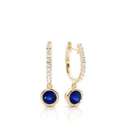 Yellow Gold Sapphire Diamond Earrings Diamond