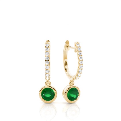 Yellow Gold Emerald Diamond Earrings Diamond