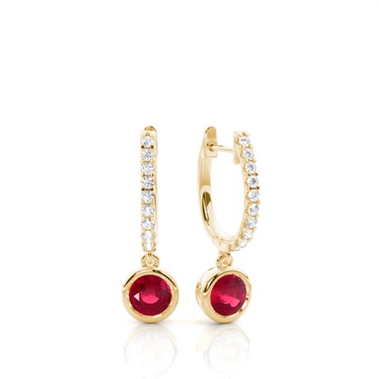 Yellow Gold Ruby Earrings Diamond