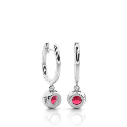 Prong Setting Round Ruby Hoop Earrings
