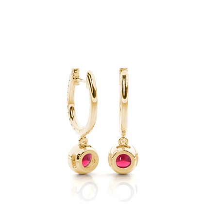 Prong Setting Round Ruby Hoop Earrings
