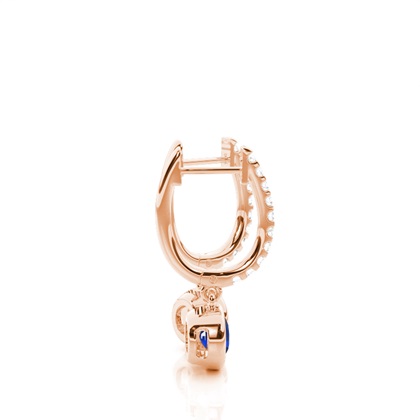 Prong Setting Round Blue Sapphire Hoop Earrings