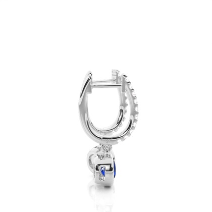 Prong Setting Round Blue Sapphire Hoop Earrings
