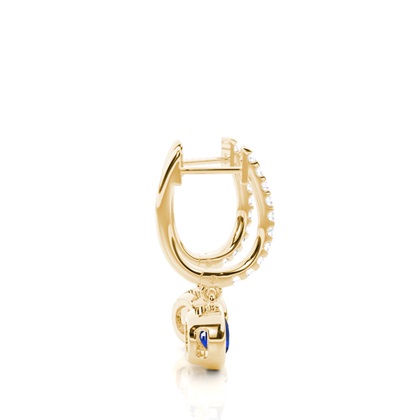 Prong Setting Round Blue Sapphire Hoop Earrings